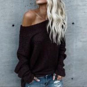 NEVER WORN: Maroon Off-Shoulder Sweater- Size L